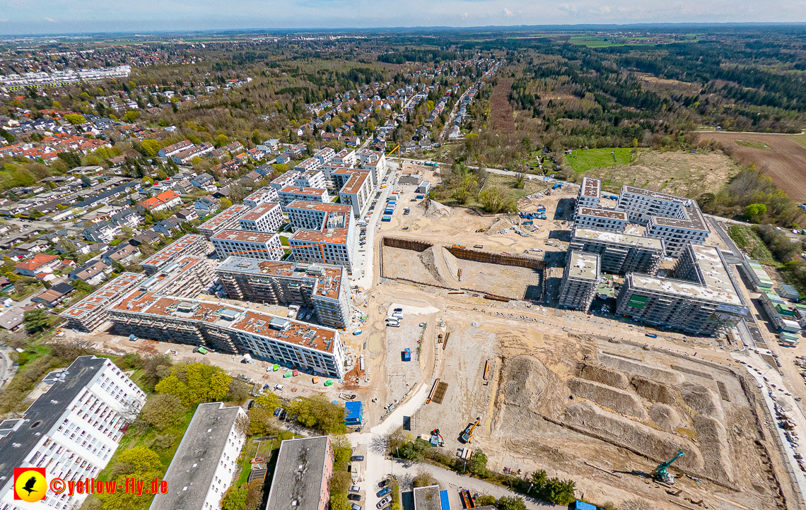 21.04.2023 - Luftbilder von der Baustelle Alexisquartier und Pandion Verde in Neuperlach